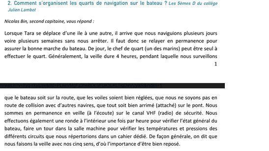 L’équipage répond aux questions des élèves