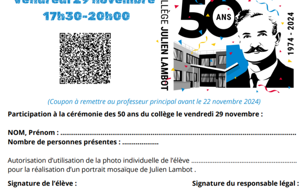 Inscription familles – 50 ans du collège